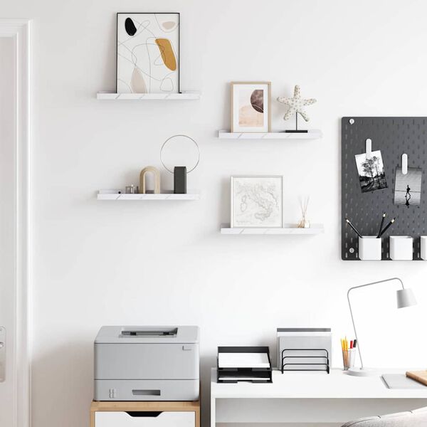 vidaXL Vegghylle 4 pcs Hvit marmor 40 x 9 x 3 cm Konstruert tre