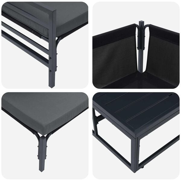 vidaXL Hagesofa Set med pute 7 pcs Svart Stål