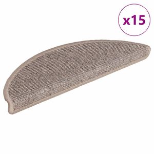 vidaXL Trappematter 15 stk 56x17x3 cm m&oslash;rk beige halvrund