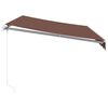 vidaXL Manuell uttrekkbar markise med LED brun 350x250 cm