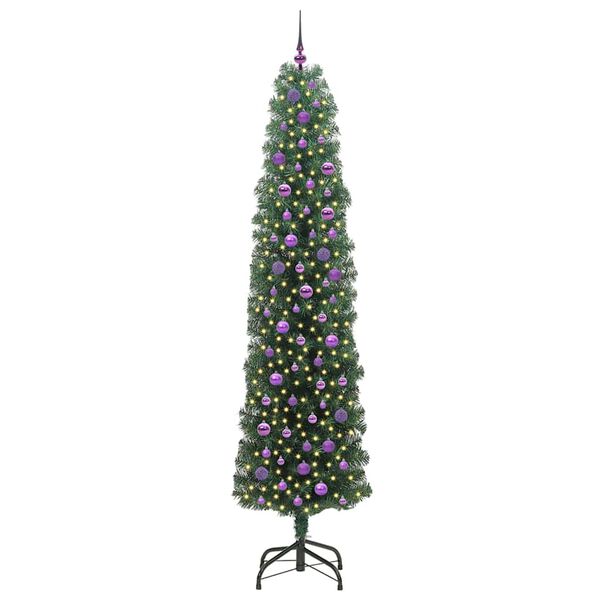 vidaXL Kunstig juletre med 300 LED gr&oslash;nn 240 cm PVC og st&aring;l og plast