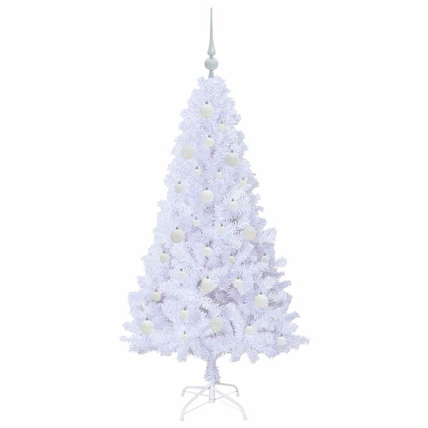 vidaXL Kunstig juletre med 150 LED med stativ Hvit 150 cm PVC og st&aring;l
