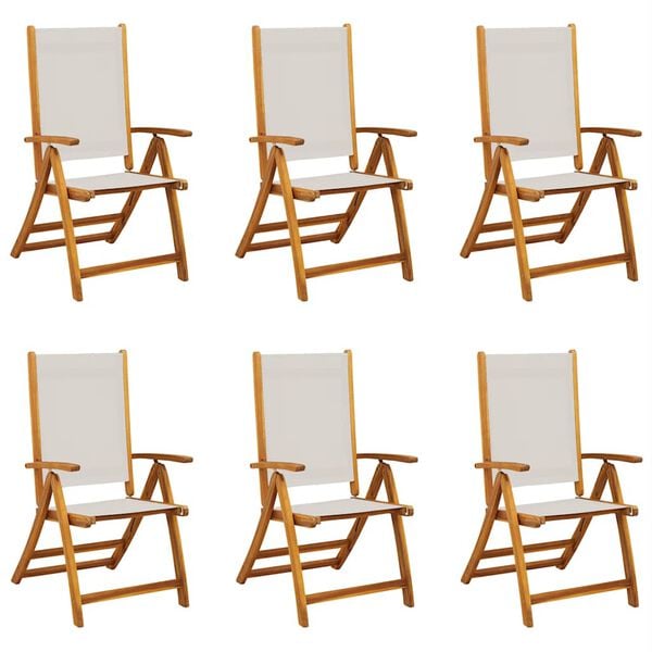 vidaXL Sammenleggbare stoler 6 stk heltre akasie og textilene