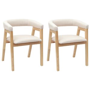 vidaXL Spisestoler 2 stk. Solid Gummitre Naturlig 54 x 57 x 73 cm