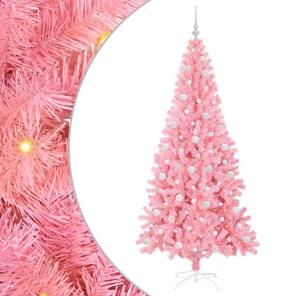 vidaXL Juletre med 300 LED med stativ Rosa 210 cm PVC