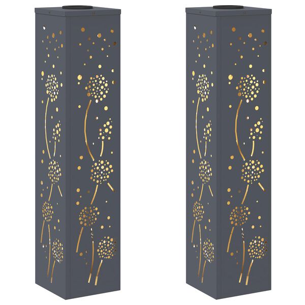 vidaXL Solenergi LED stibelys 2 pcs Antrasitt Kaldvalset st&aring;l