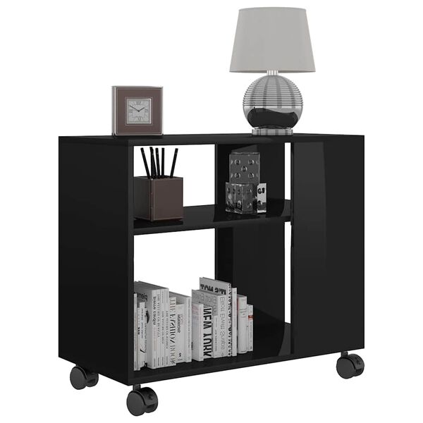 vidaXL Sidebord h&oslash;yglans svart 70x35x55 cm konstruert tre