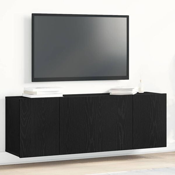 vidaXL TV-skap 2 stk svart eik 120x30x41 cm konstruert tre