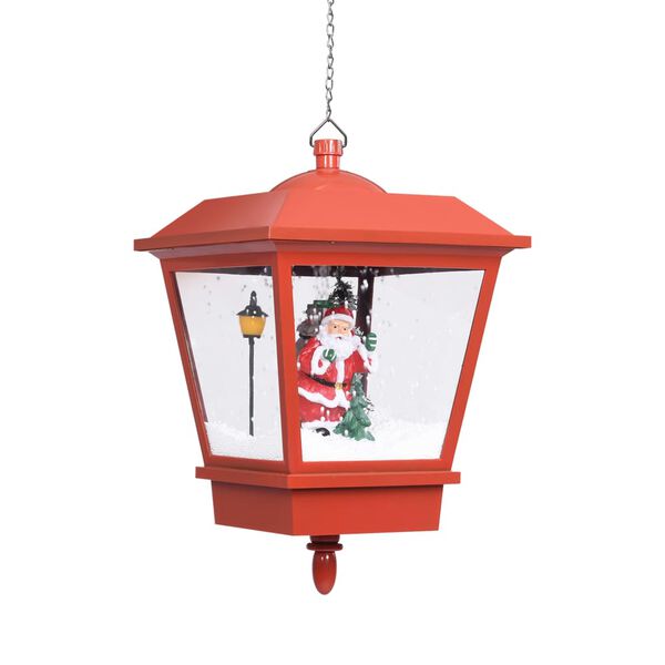 vidaXL Hengende julelampe med LED-lys og julenisse rød 27x27x45 cm