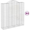 vidaXL Gabionkurver buede 4 stk 200x50x200/220 cm galvanisert jern