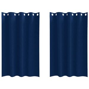 vidaXL M&oslash;rkleggende Gardiner med Ringer 2 pcs M&oslash;rkebl&aring; 175 x 140 cm