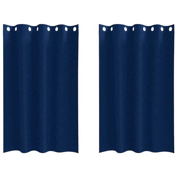 vidaXL M&oslash;rkleggende Gardiner med Ringer 2 pcs M&oslash;rkebl&aring; 175 x 140 cm