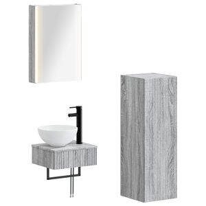 vidaXL Baderomsskapsett 4 pcs Gr&aring; Sonoma 43 x 11,5 x 60,5 cm