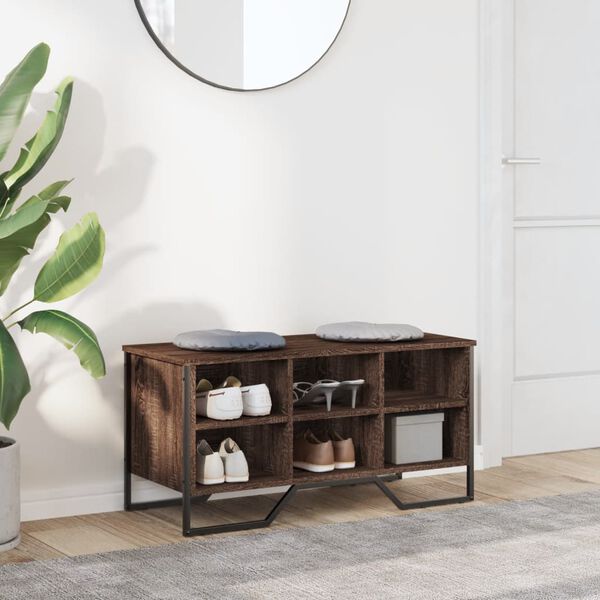 vidaXL Skohylle brun eik 90x38x45,5 cm konstruert tre