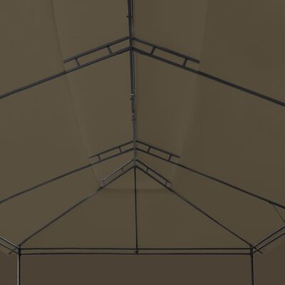 vidaXL Paviljong med gardiner 600x298x270 cm gråbrun 180 g/m²