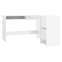 vidaXL L-formet hjørneskrivebord høyglans hvit 120x140x75 cm sponplate