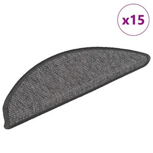 vidaXL Trappematter 15 stk 56x17x3 cm beige og gr&aring; halvrund