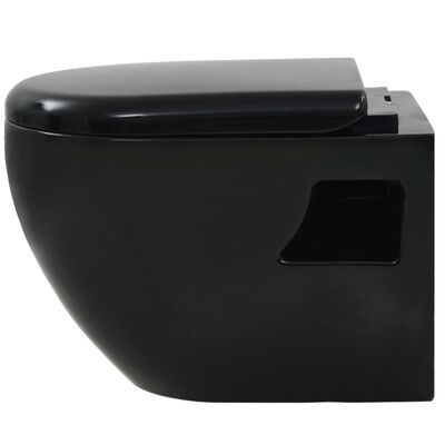 vidaXL Vegghengt toalett med skjult sisterne keramikk svart