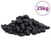 vidaXL Polerte sm&aring;stein 25 kg svart 2-5 cm