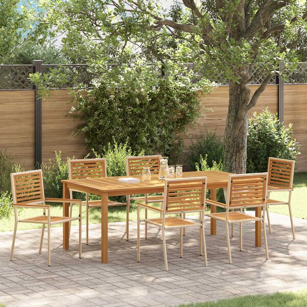 vidaXL Hage Spisegruppe 7 pcs Beige Poly rattan