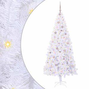 vidaXL Kunstig juletre med 300 LED med stativ Hvit 210 cm PVC og st&aring;l