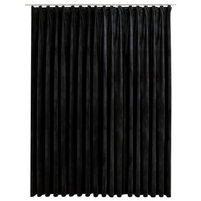 vidaXL Lystett gardin med metallkroker fløyel svart 290x245 cm