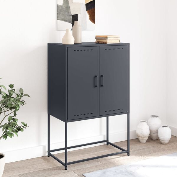 vidaXL Highboard antrasitt 68,5x38,5x107 cm stål
