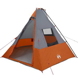vidaXL Tipi telt med tak Gr&aring; og Oransje 383 x 338 x 217 cm taft