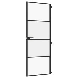vidaXL Innerd&oslash;r slank svart 76x201,5 cm herdet glass og aluminium