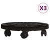 vidaXL Plantetralle med hjul 3 stk diameter 30 cm svart 170 kg