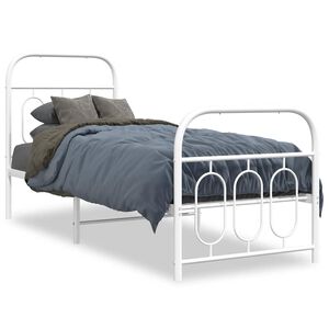vidaXL Sengeramme i metall med hode- og fotgavl hvit 75x190 cm