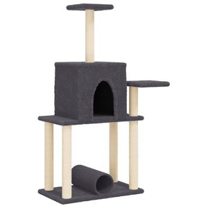 vidaXL Kattetre med klorestolper i sisal m&oslash;rkegr&aring; 122 cm