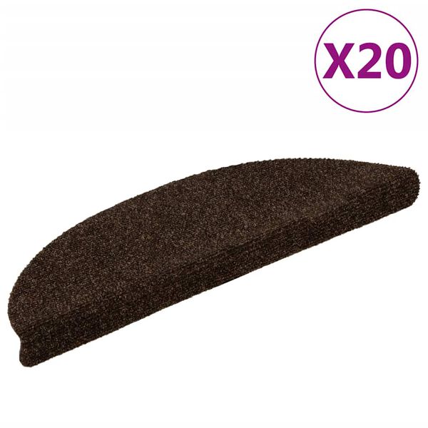 vidaXL Trappematter selvklebende 20 stk 56x17x3 cm brune halvrund
