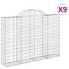 vidaXL Gabionkurver buede 9 stk 200x30x140/160 cm galvanisert jern