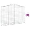 vidaXL Gabionkurver buede 10 stk 200x50x140/160 cm galvanisert jern