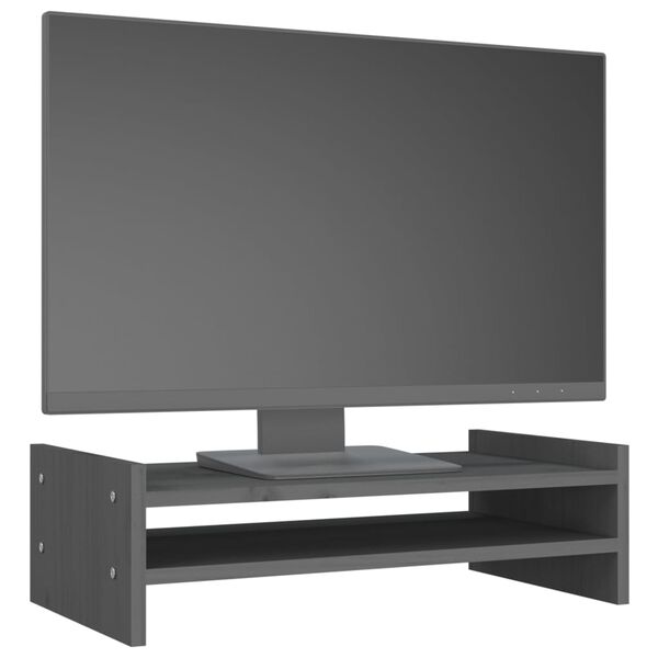 vidaXL Monitorstativ grå 50x27x15 cm heltre furu