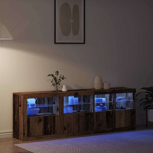 vidaXL LED sideboard Gammelt tre 202 x 37 x 67 cm Konstruert tre