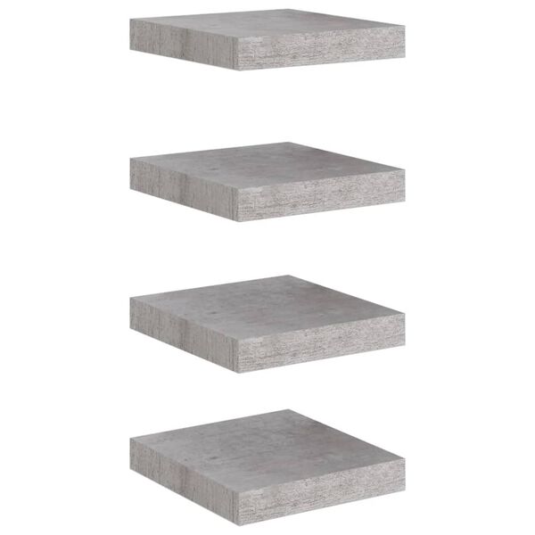 vidaXL Flytende vegghyller 4 stk betonggrå 23x23,5x3,8 cm MDF