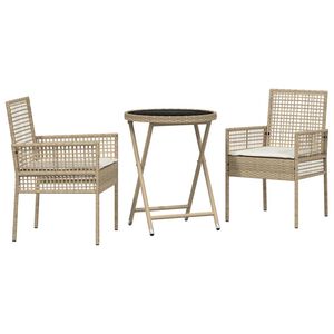 vidaXL Hage Bistro Sett 3 pcs Beige polyrotting