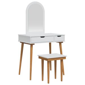 vidaXL Sminkebordsett FAUSKE 3 stk. Hvit 76 x 50 x 143 cm