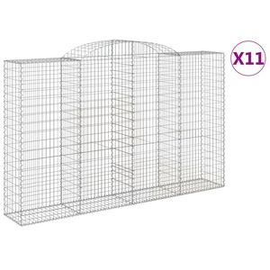 vidaXL Gabionkurver buede 11 stk 300x50x180/200 cm galvanisert jern