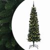 vidaXL Kunstig smalt juletre med julekuler 210 cm 300 LED-lys Varmhvit