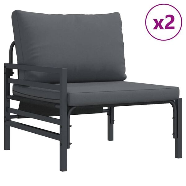 vidaXL Hagesofa Set med pute 13 pcs Svart Stål