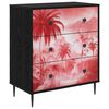 vidaXL Kommode AACHEN Rosa palmetr&aelig;r print 66 x 36,5 x 76 cm Svart eik