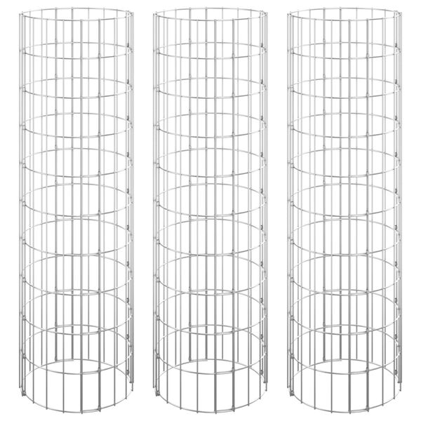 vidaXL Sirkulær gabion høybed 3 stk galvanisert stål Ø30x100 cm