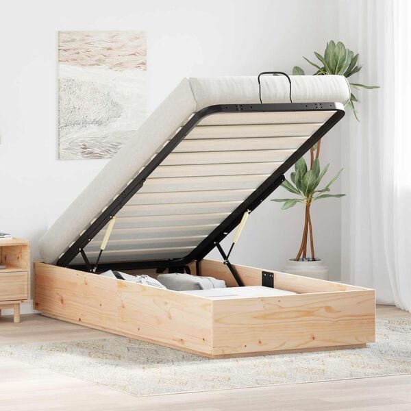 vidaXL Ottoman sengeramme med lagring Naturlig 80 x 200 cm Massiv furu