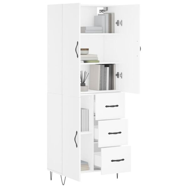 vidaXL Highboard hvit 69,5x34x180 cm konstruert tre