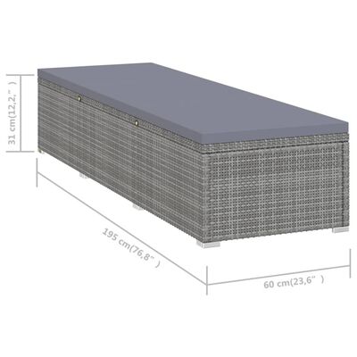 vidaXL Solsenger med tebord 3 deler polyrotting grå