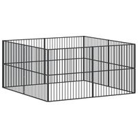 vidaXL Lekegrind for hunder 8 paneler svart galvanisert stål