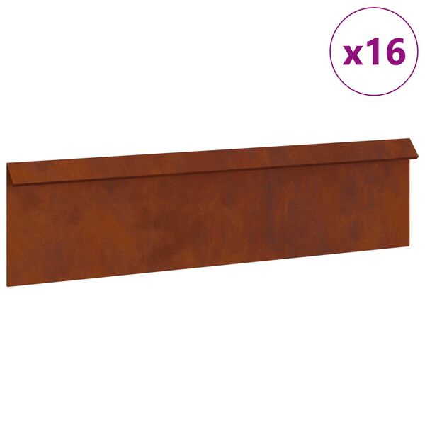vidaXL Sneglenett 16 pcs Rusten 100 x 3,5 x 25 cm Cortenst&aring;l